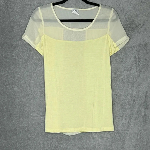 Charming Charlie S Small Shirt Top‎ Yellow Solid Short Sleeve Scoop Neck - Picture 1 of 6